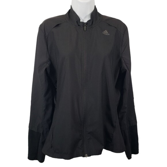adidas Running Wind Jacket Windbreaker Response Reflective Black Womens Size M - Picture 1 of 12